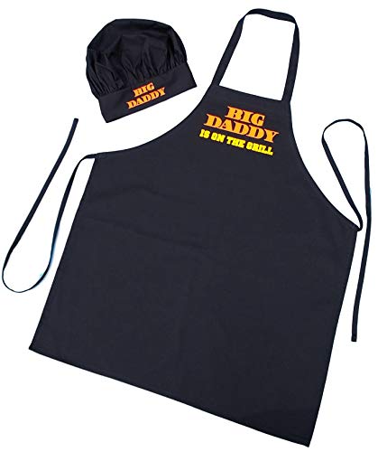 Chef Hat and Apron Set Big Daddy is On The Grill - BBQ Aprons for Men