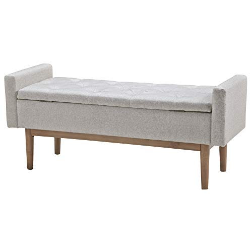 Signature Design by Ashley Briarson Tufted Upholstered Accent Bench with Storage, Beige & Brown