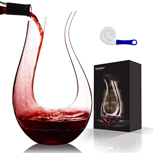 1.5L Clear Wine Decanter Lead-Free Crystal Glass by YOXSUNY