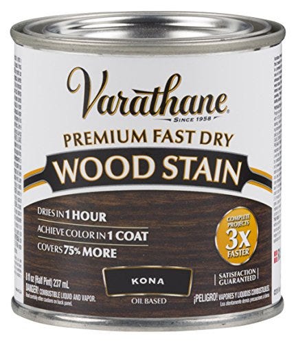 Varathane 262029 Premium Fast Dry Wood Stain, Half Pint, Kona