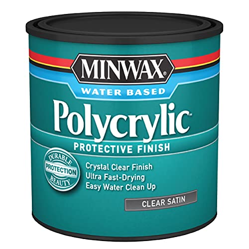 Minwax 233334444 Minwaxc Polycrylic Water Based Protective Finishes, 1/2 Pint, Satin