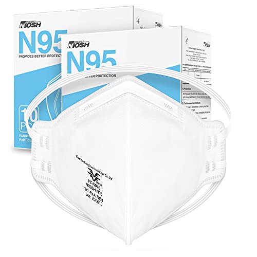 NIOSH Approved N95 Mask Particulate Respirator - Pack of 20 Face Masks - Universal Fit
