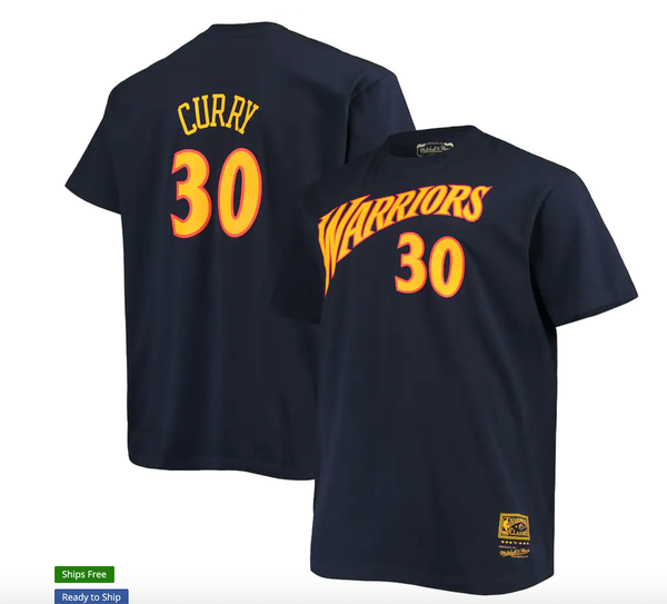 Stephen Curry Golden State Warriors Big & Tall Hardwood Classics Name & Number T-Shirt – Navy
