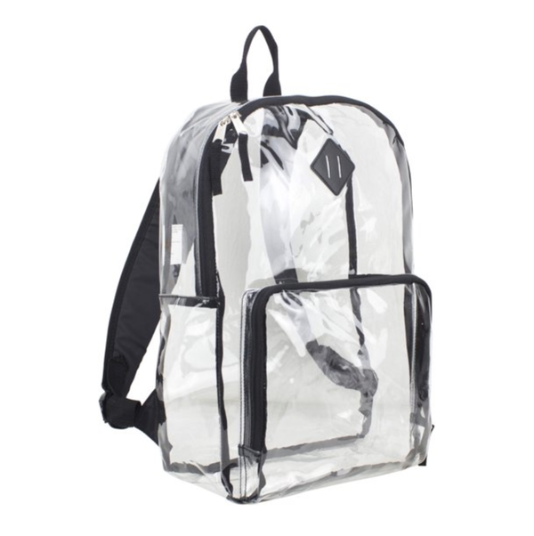 Eastsport Multi-Purpose Clear Unisex Backpack with Front Pocket, Adjustable Straps and Lash Tab