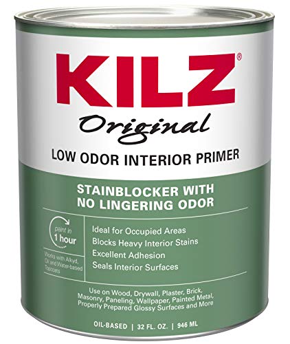 KILZ Odorless Interior Oil-Base Primer/Sealer/Stainblocker, White, 1-Quart