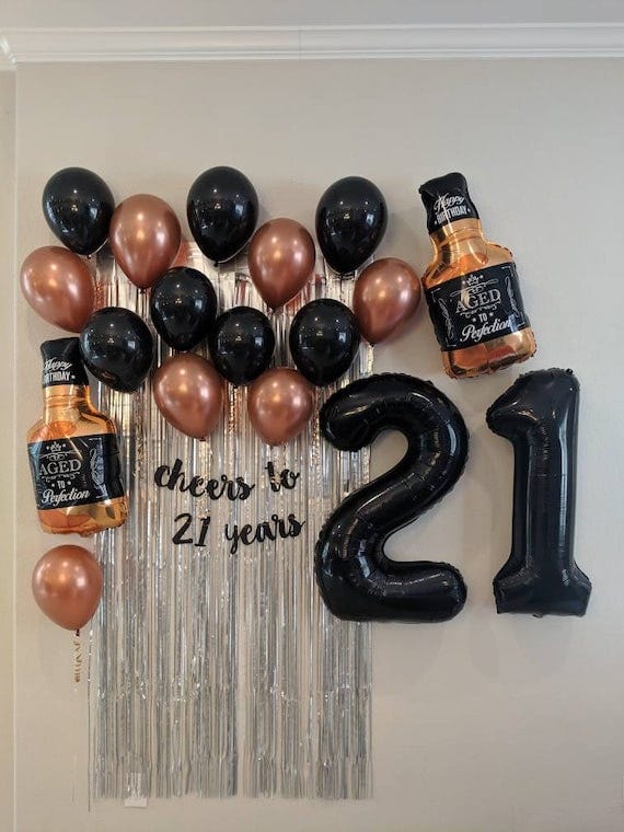 Cheers to 21 Years Party Decoration Set Whiskey Balloons 