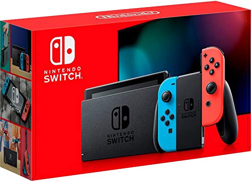 Nintendo Switch with Neon Blue and Neon Red 