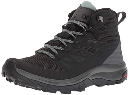 Salomon Women's OUTline Mid GTX W Hiking Boots, Black/Magnet/Green Milieu, 7.5 Salomon Women's OUTline Mid GTX W Hiking Boots, Black/Magnet/Green Milieu, 7.5