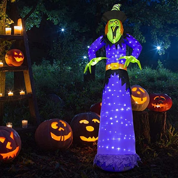 0Ft Halloween Inflatable Witch Blow up Yard Decorations with 248 Built-in LED Lights