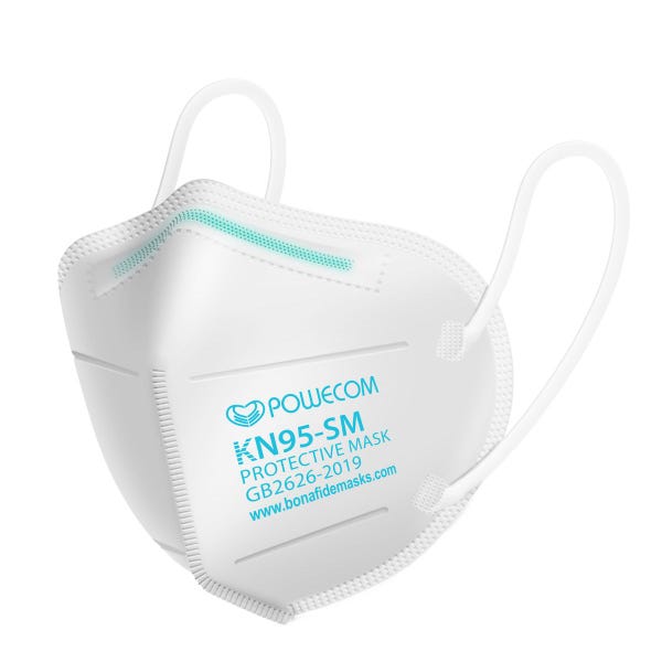 Children's Sized White KN95-SM Respirator Mask - Free Shipping! - Bona Fide Masks