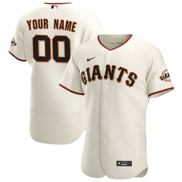 Men's San Francisco Giants Nike Cream Home Official Authentic Custom Jersey