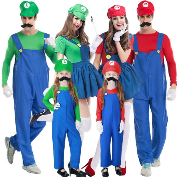 Matching Adult & Kids Mario Brothers Halloween Costumes