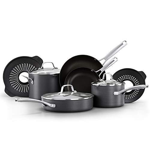 Calphalon Classic Hard-Anodized Nonstick 10-Piece Cookware Set with No-Boil-Over Inserts