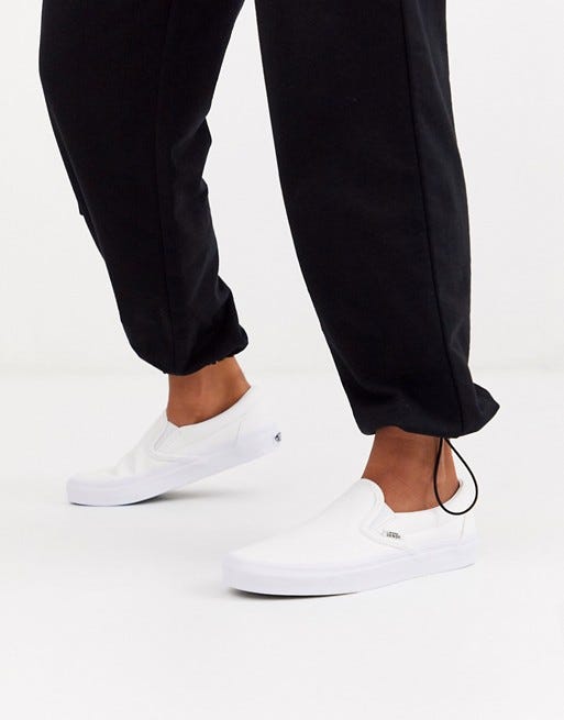 vans classic white slip ons