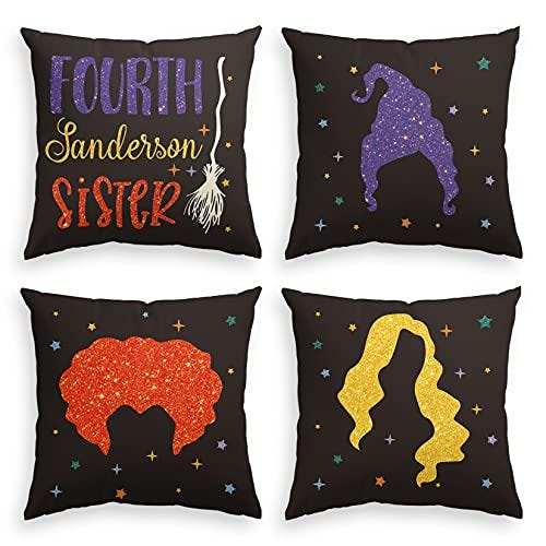 Fourth Sanderson Sisters Throw Pillow Cover, 18"x18" 
