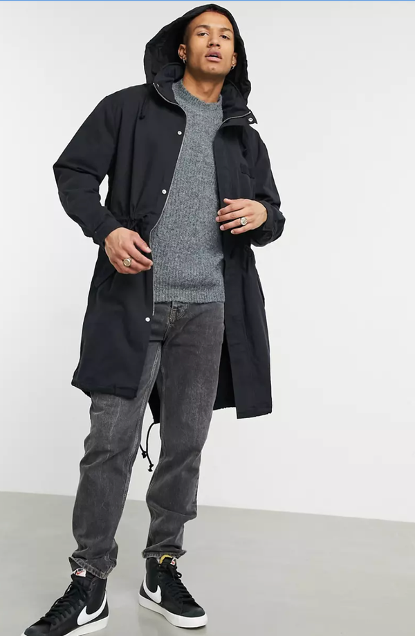 ASOS DESIGN parka jacket with funnel neck in black