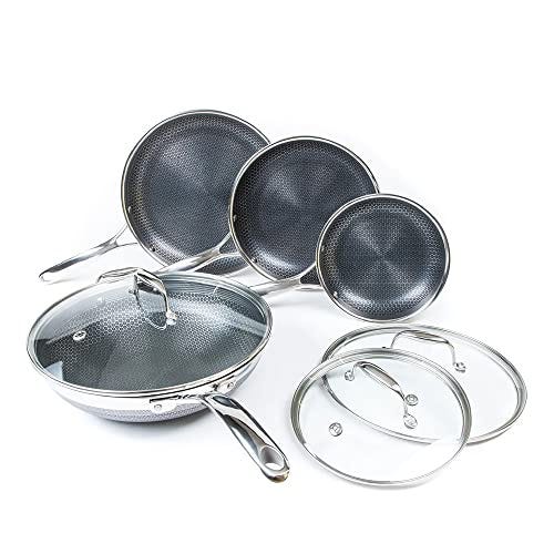7-Piece HexClad Hybrid Cookware Set with Lids and Wok