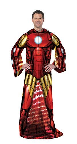 Marvel Comfy Iron Man Throw Blanket with Sleeves, Adult-48 x 71 Inches