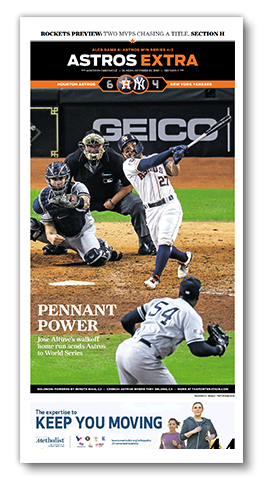 Houston Astros 2019 ALCS Frameable High Gloss Front-Page Reproduction (11"x22")