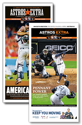 Houston Astros 2017 & 2019 ALCS Set- Frameable High Gloss Front-Page Reproductions (11"x22")