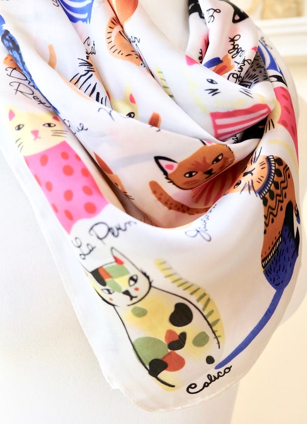Cat Scarf Cat Lover Scarf Scarves Gift for Cat Lover Cat