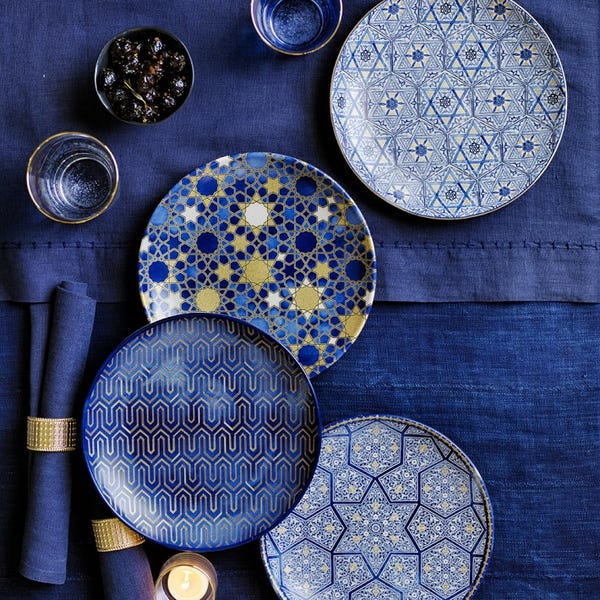 Hanukkah Blue Mosaic Salad Plates