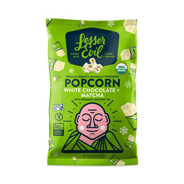 Organic Popcorn, White Chocolate & Matcha