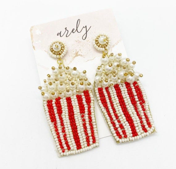 Pearl Faux Popcorn Earrings Statement Earrings Dangle