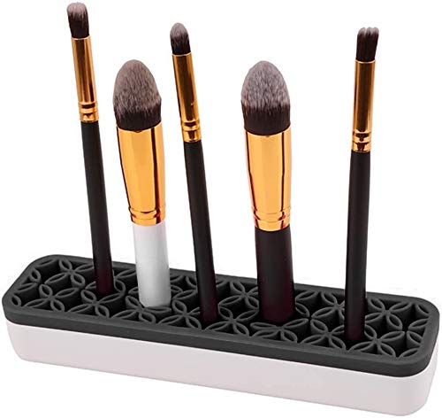 Arsty Portable Silicone Makeup Brush Holder Cosmetic Organizer (BLACK)