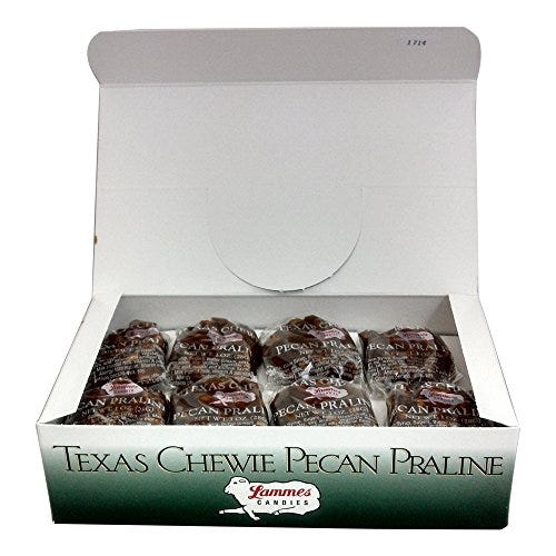 Lammes Texas Chewie Pecan Praline Candy 24 Piece Box 