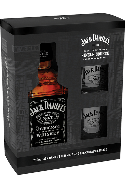 Jack Daniel's Black with 2 glasses gift set
