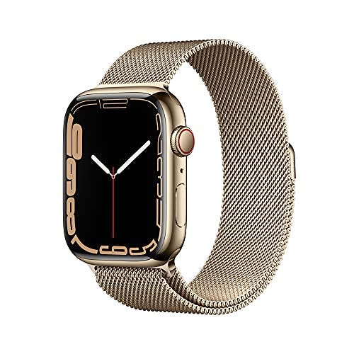 Apple Watch Series 7 GPS + Cellular, 45mm Gold Stainless Steel Case with Gold Milanese Loop