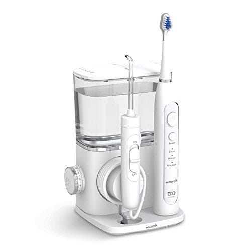 Waterpik CC-01 Complete Care 9.0 Sonic Electric Toothbrush with Water Flosser, White, 11 Piece Set