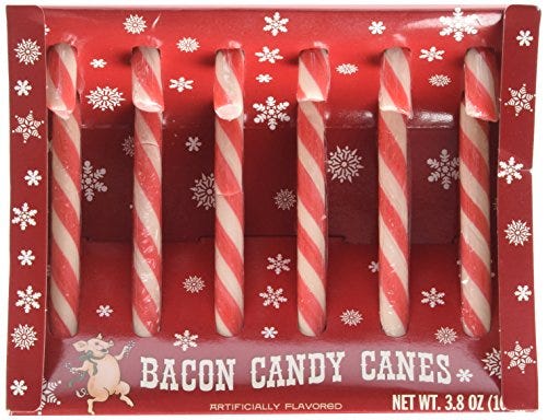 Archie McPhee Bacon Candy Canes, 3.8 Ounce, 6 Pack