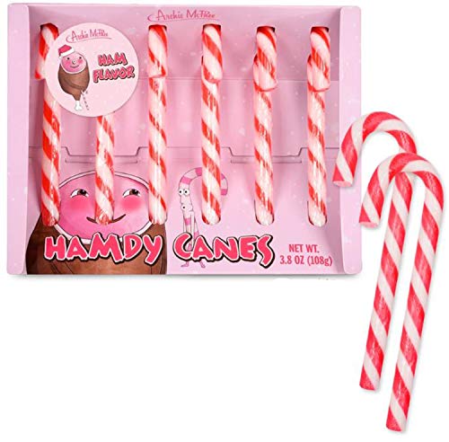 Archie McPhee Hamdy Candy Canes 3.8 Oz! Six Ham-Flavored Candy Canes