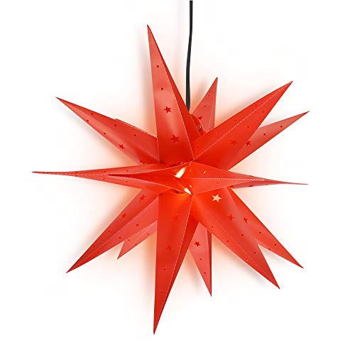 23" Red Moravian Weatherproof Star Lantern Lamp
