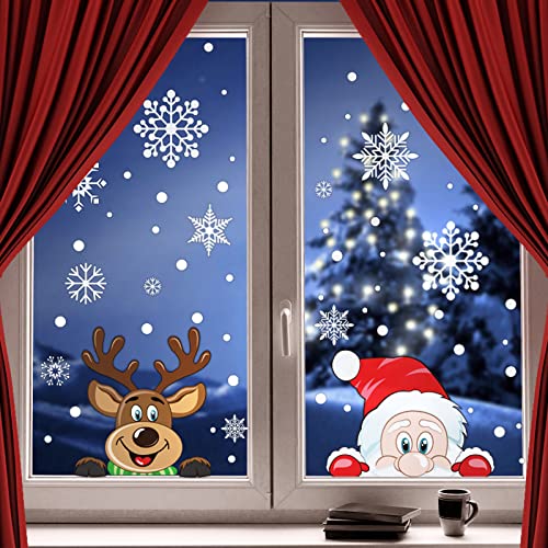8 Sheet Christmas Snowflake Window Cling Stickers 