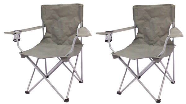 Ozark Trail Quad Folding Camp Chair 2 Pack,with Mesh Cup Holder