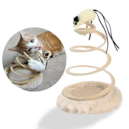Andiker Interactive Cat Toy, Cat Plush Toy with Spiral Spring Plate and Funny Ball or Mouse 