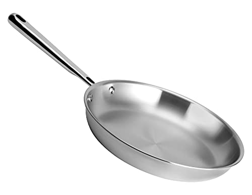 Misen Stainless Steel Frying Pan - 5 Ply Steel Skillet  - 12 Inch Cooking Surface