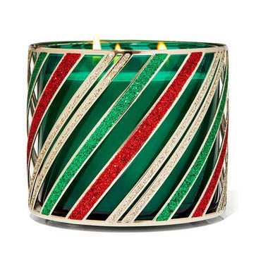 Bath & Body Works Holiday Stripes 3 Wick Candle Holder