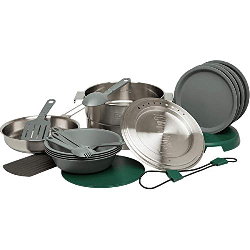 Stanley Base Camp Cooker Set for 4 |  21pcs BPA free stainless steel nesting cookware 