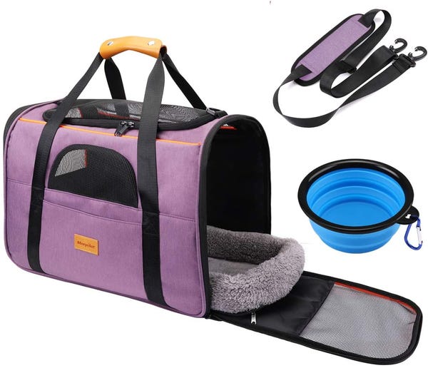 Morpilot Pet Travel Carrier Bag, Portable, Airline Approved, Purple