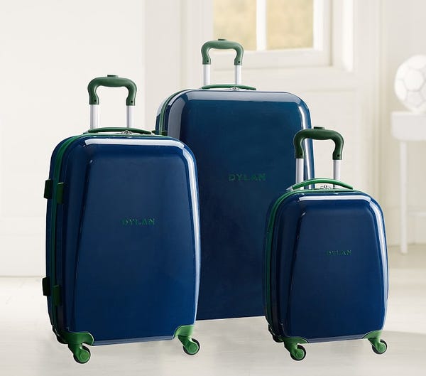 Mackenzie Solid Hardside Luggage with Navy Green Trim