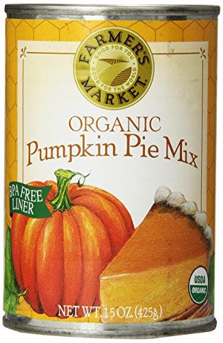 Organic Canned Pumpkin Pie Mix, 15 oz