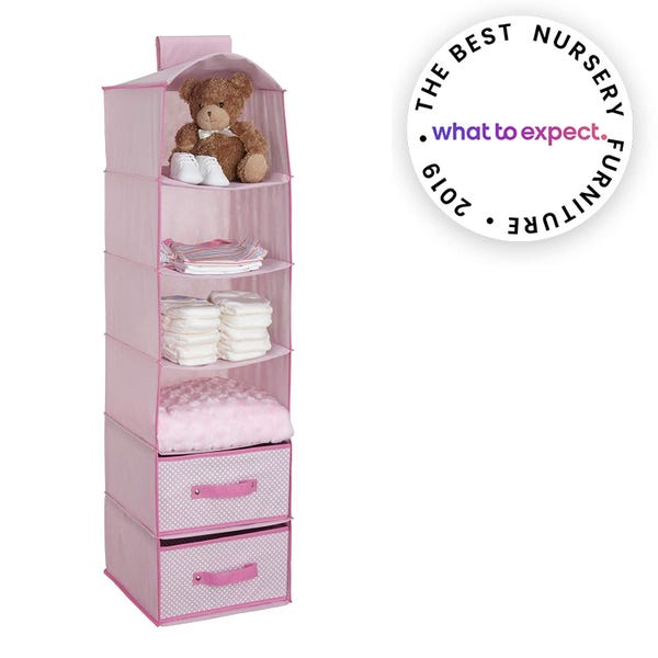 Delta Children 6 Storage Shelves with 2 Drawers, Barely Pink