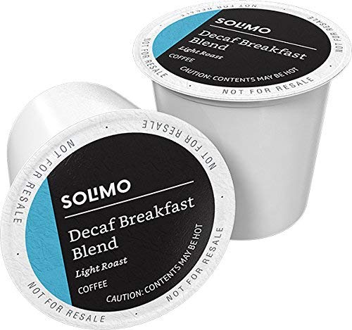 Amazon Brand Solimo Decaf Light Roast Coffee Pods, Breakfast Blend