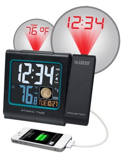 La Crosse T Projection 5-Inch Alarm Clock with Moon Phase