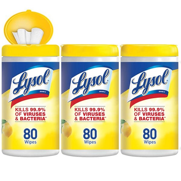 Lysol Disinfecting Wipes, Lemon Lime 80 count (pack of 3)