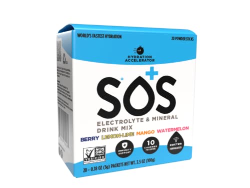 SOS Hydration Electrolyte Replacement Powder Drink Mix Stick Packets